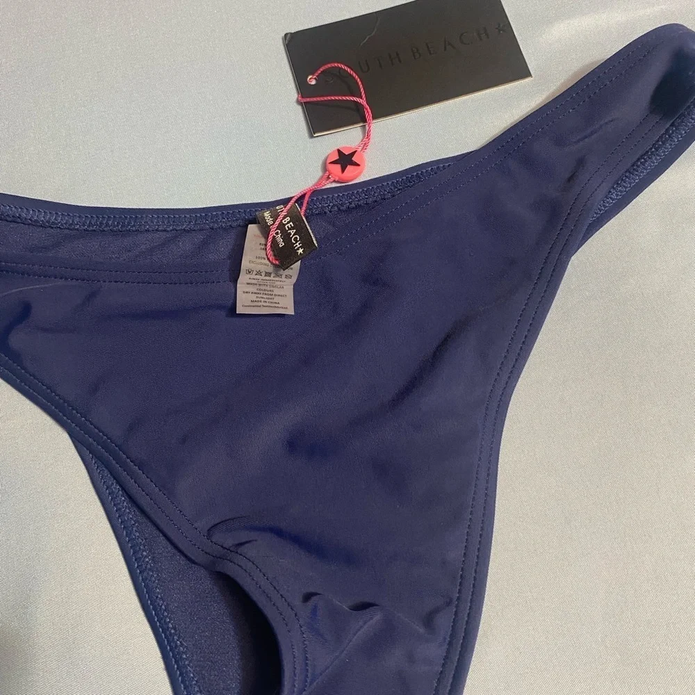 Navy Blue High-Cut Bikini Bottom - Picture 5 of 10
